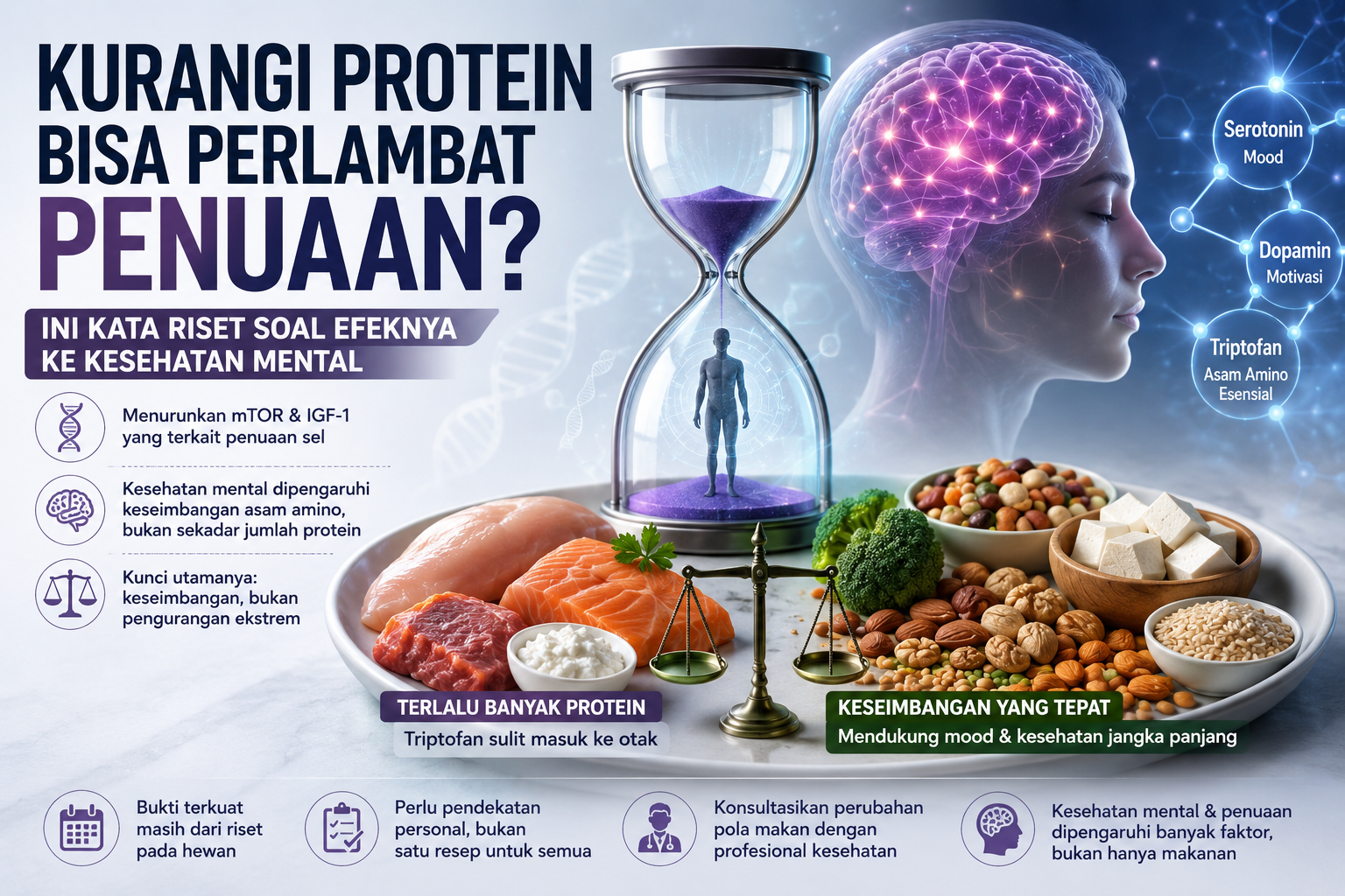 Kurangi Protein Bisa Perlambat Penuaan? Ini Kata Riset Soal Efeknya ke Kesehatan Mental