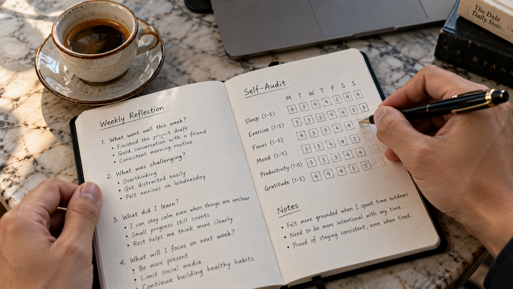 Solo Table Theory, Fenomena Makan Sendiri yang Ramai di Medsos 8 Tangan seseorang sedang mengisi kuesioner refleksi kenyamanan makan sendiri dengan pulpen di atas meja kafe.