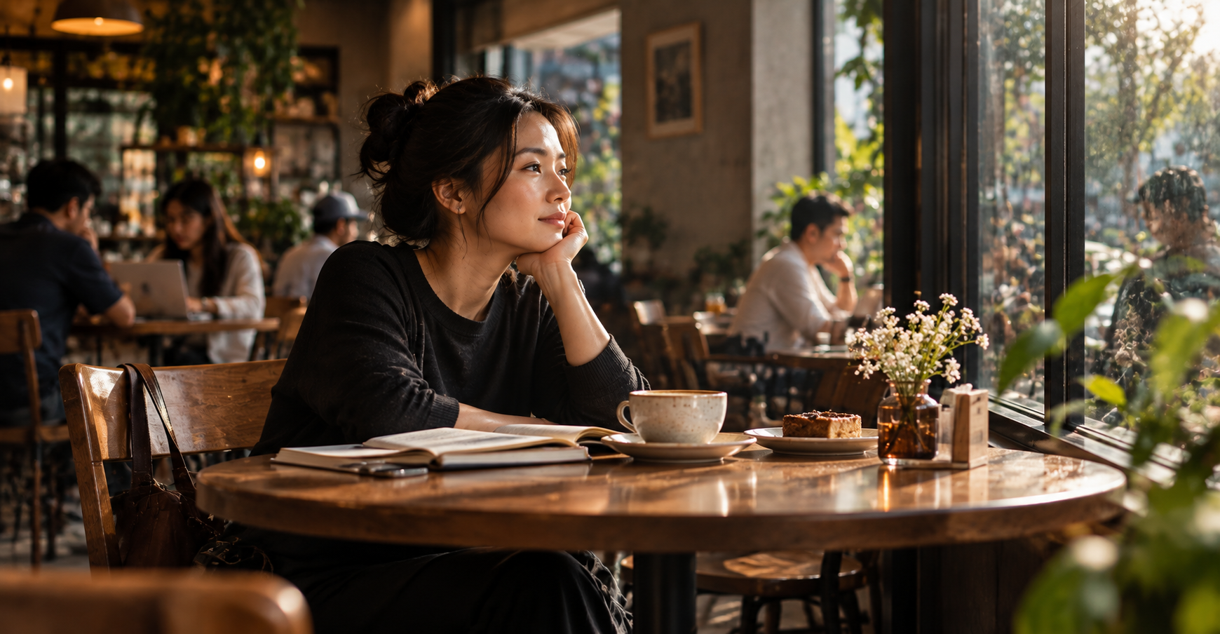 Solo Table Theory, Fenomena Makan Sendiri yang Ramai di Medsos 1 Pemandangan sudut meja kafe minimalis yang ditata khusus untuk satu orang pengunjung dengan hidangan santai.